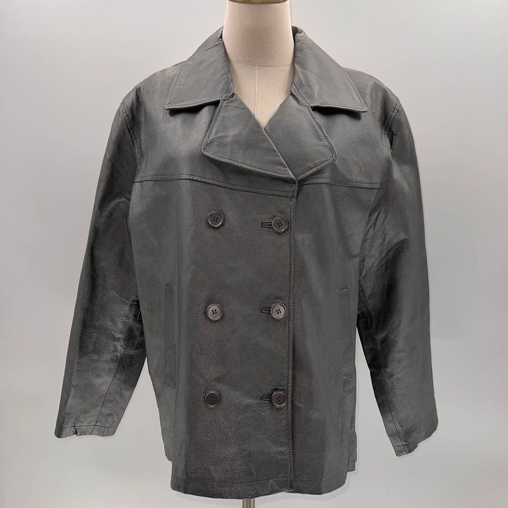Santa Fe Plus Size Pewter Leather Lined Peacoat- 16